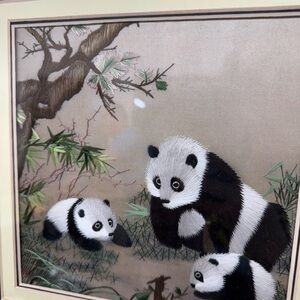 Panda Family Embroidery Art